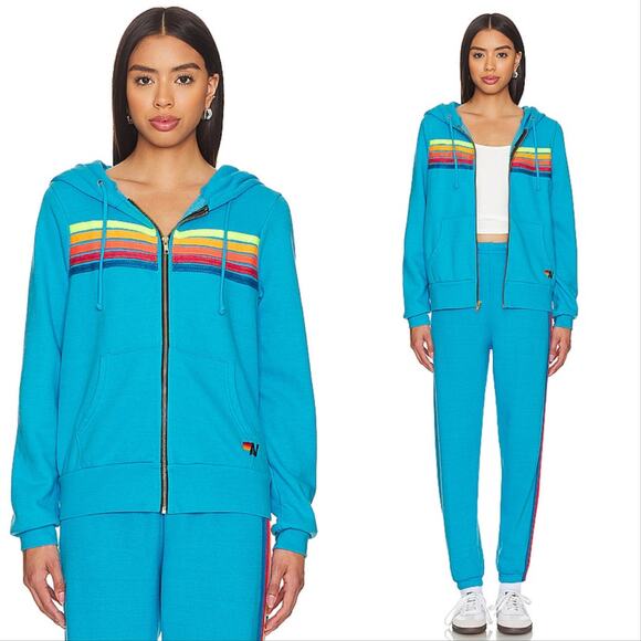 Aviator Nation 5 Stripe Zip Hoodie - Picture 1 of 5